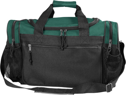 17" Duffle Bag Dual Front Mesh Pockets (Black Gold Gray Dark Green Navy Blue Maroon Royal Blue Orange Pink Purple Red White