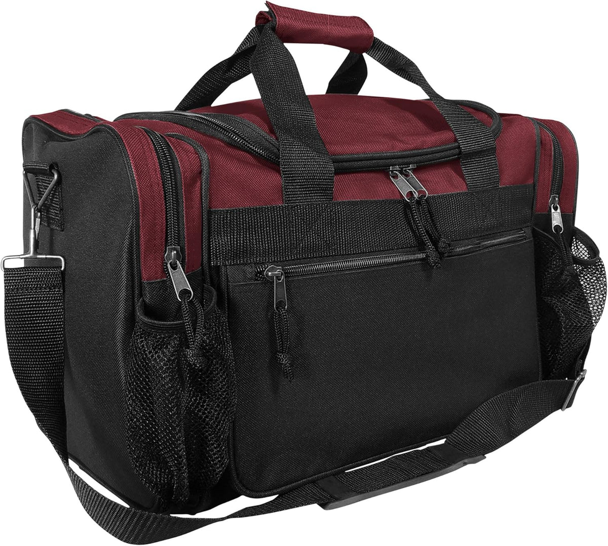 17" Duffle Bag Dual Front Mesh Pockets (Black Gold Gray Dark Green Navy Blue Maroon Royal Blue Orange Pink Purple Red White