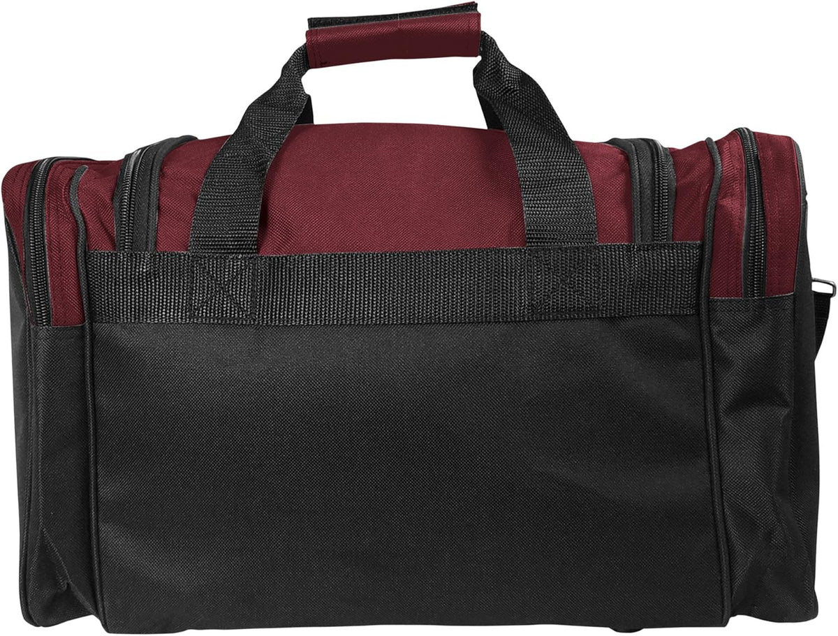 17" Duffle Bag Dual Front Mesh Pockets (Black Gold Gray Dark Green Navy Blue Maroon Royal Blue Orange Pink Purple Red White