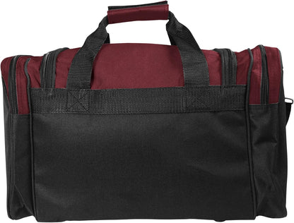 17" Duffle Bag Dual Front Mesh Pockets (Black Gold Gray Dark Green Navy Blue Maroon Royal Blue Orange Pink Purple Red White