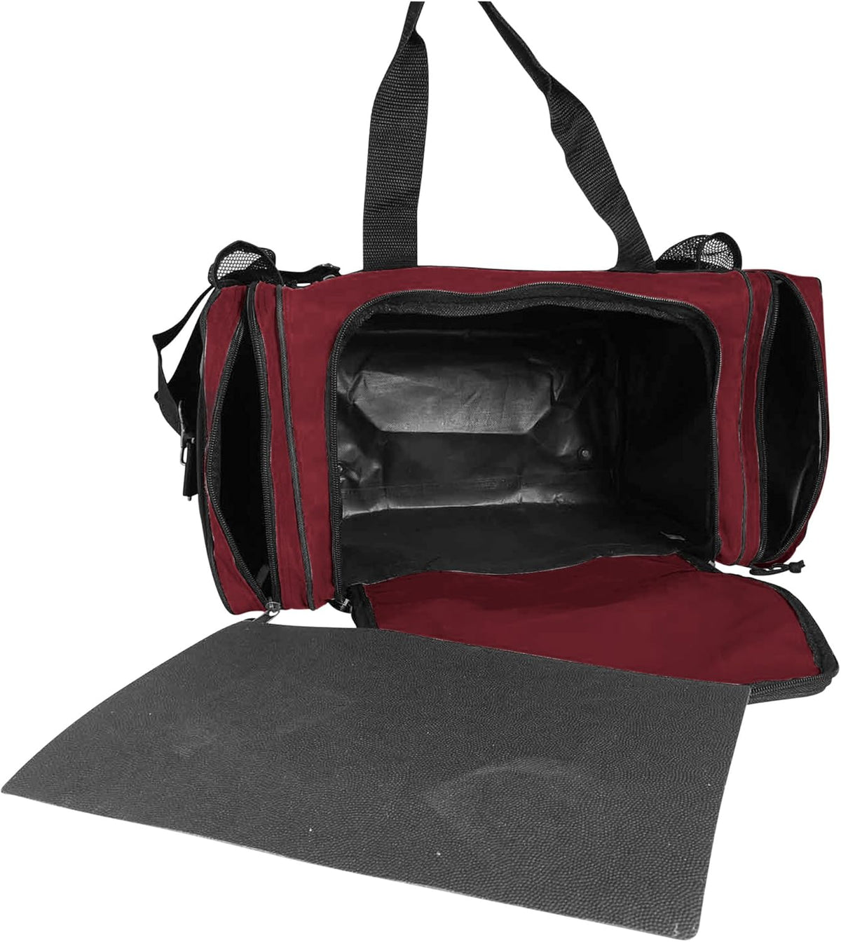 17" Duffle Bag Dual Front Mesh Pockets (Black Gold Gray Dark Green Navy Blue Maroon Royal Blue Orange Pink Purple Red White