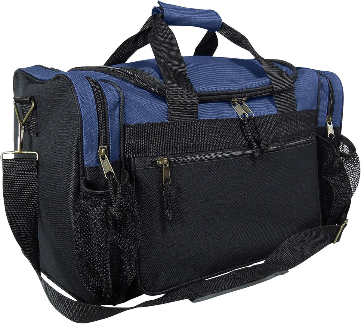 17" Duffle Bag Dual Front Mesh Pockets (Black Gold Gray Dark Green Navy Blue Maroon Royal Blue Orange Pink Purple Red White