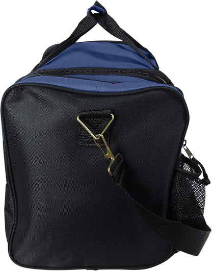 17" Duffle Bag Dual Front Mesh Pockets (Black Gold Gray Dark Green Navy Blue Maroon Royal Blue Orange Pink Purple Red White