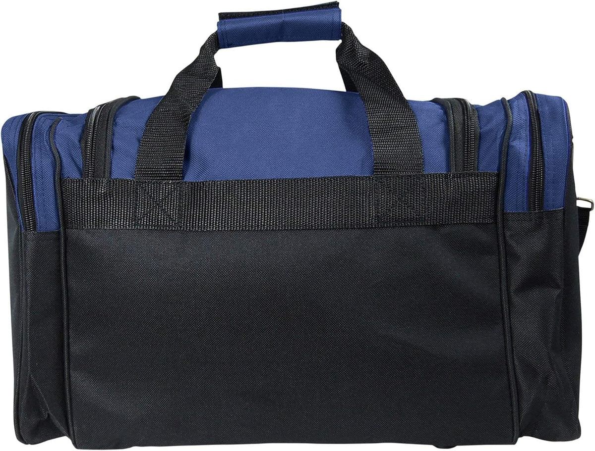 17" Duffle Bag Dual Front Mesh Pockets (Black Gold Gray Dark Green Navy Blue Maroon Royal Blue Orange Pink Purple Red White