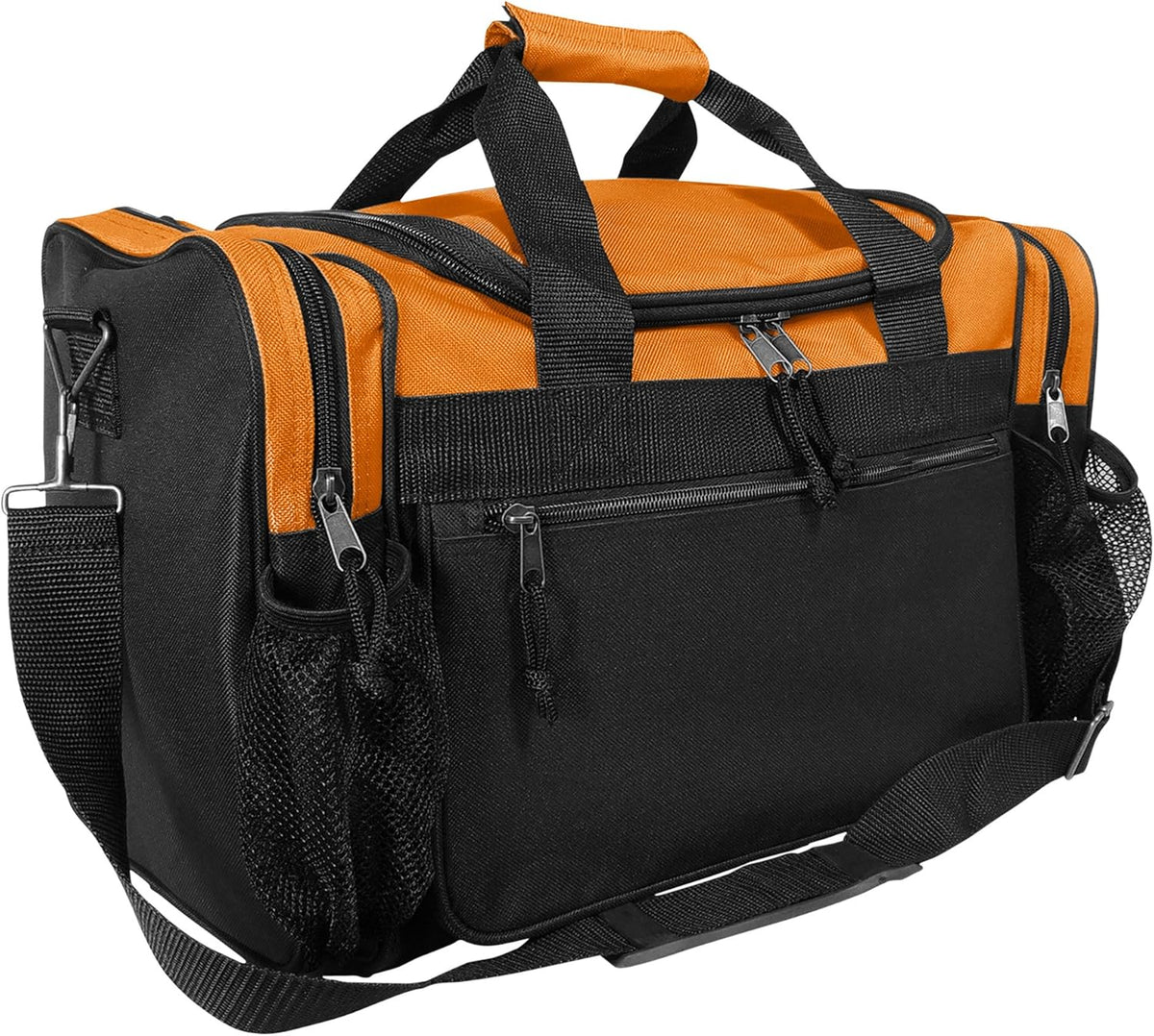 17" Duffle Bag Dual Front Mesh Pockets (Black Gold Gray Dark Green Navy Blue Maroon Royal Blue Orange Pink Purple Red White