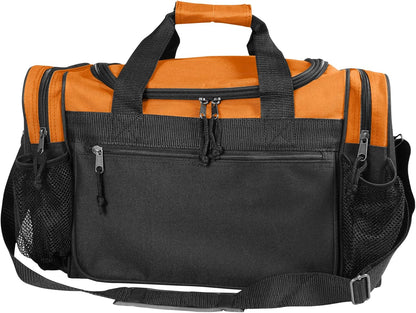 17" Duffle Bag Dual Front Mesh Pockets (Black Gold Gray Dark Green Navy Blue Maroon Royal Blue Orange Pink Purple Red White