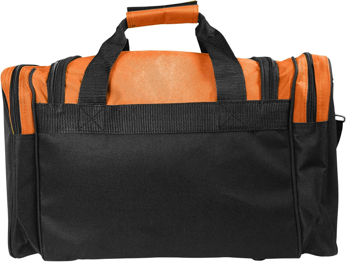 17" Duffle Bag Dual Front Mesh Pockets (Black Gold Gray Dark Green Navy Blue Maroon Royal Blue Orange Pink Purple Red White