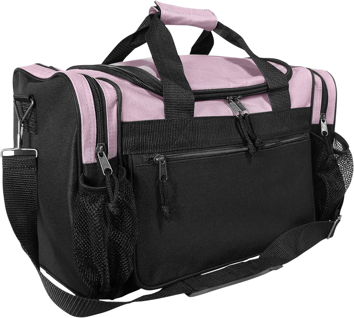 17" Duffle Bag Dual Front Mesh Pockets (Black Gold Gray Dark Green Navy Blue Maroon Royal Blue Orange Pink Purple Red White