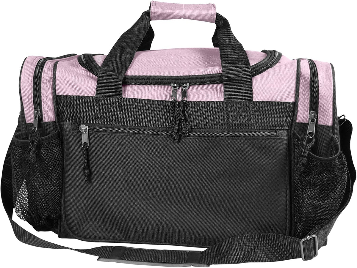 17" Duffle Bag Dual Front Mesh Pockets (Black Gold Gray Dark Green Navy Blue Maroon Royal Blue Orange Pink Purple Red White