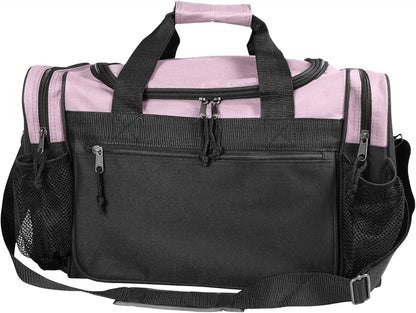 17" Duffle Bag Dual Front Mesh Pockets (Black Gold Gray Dark Green Navy Blue Maroon Royal Blue Orange Pink Purple Red White