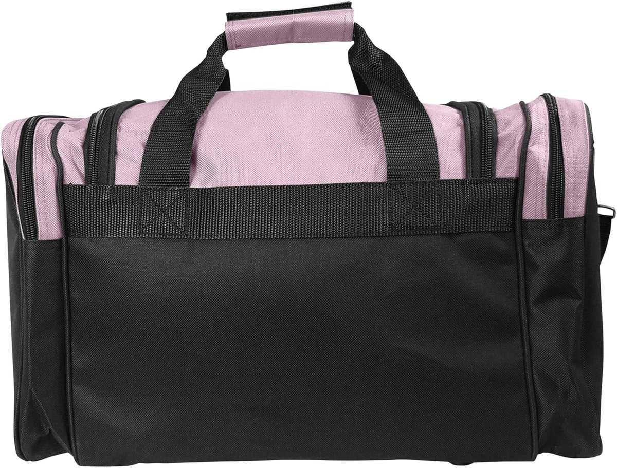 17" Duffle Bag Dual Front Mesh Pockets (Black Gold Gray Dark Green Navy Blue Maroon Royal Blue Orange Pink Purple Red White