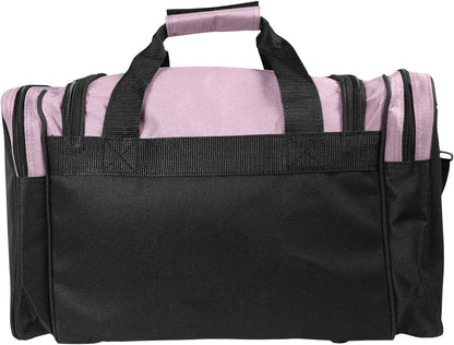 17" Duffle Bag Dual Front Mesh Pockets (Black Gold Gray Dark Green Navy Blue Maroon Royal Blue Orange Pink Purple Red White