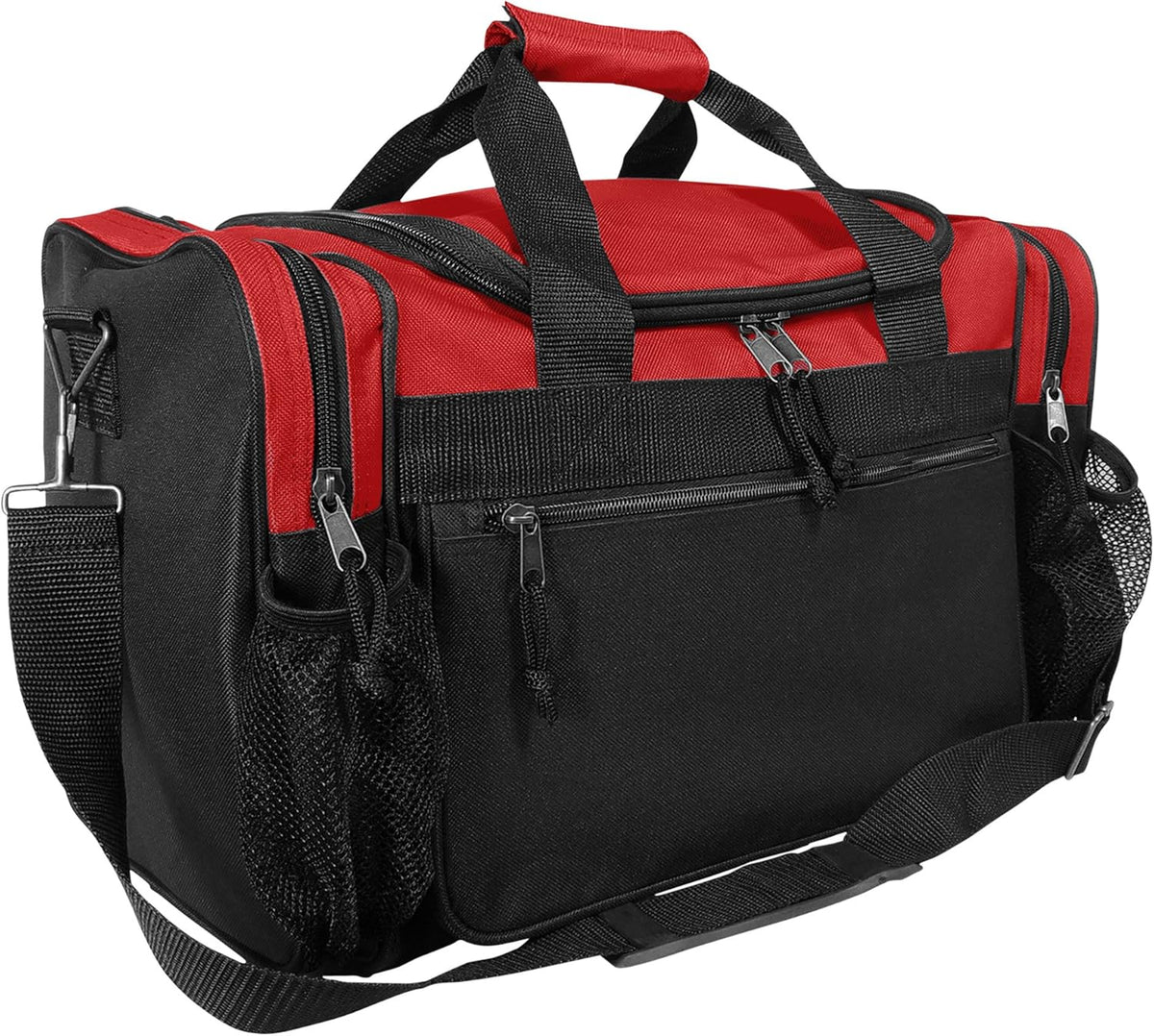 17" Duffle Bag Dual Front Mesh Pockets (Black Gold Gray Dark Green Navy Blue Maroon Royal Blue Orange Pink Purple Red White