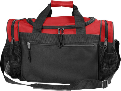 17" Duffle Bag Dual Front Mesh Pockets (Black Gold Gray Dark Green Navy Blue Maroon Royal Blue Orange Pink Purple Red White