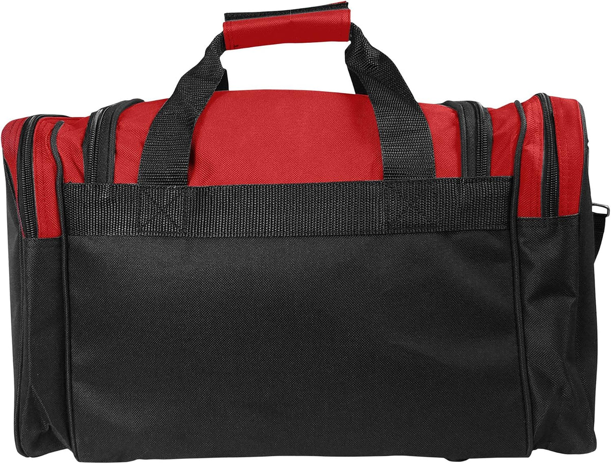 17" Duffle Bag Dual Front Mesh Pockets (Black Gold Gray Dark Green Navy Blue Maroon Royal Blue Orange Pink Purple Red White