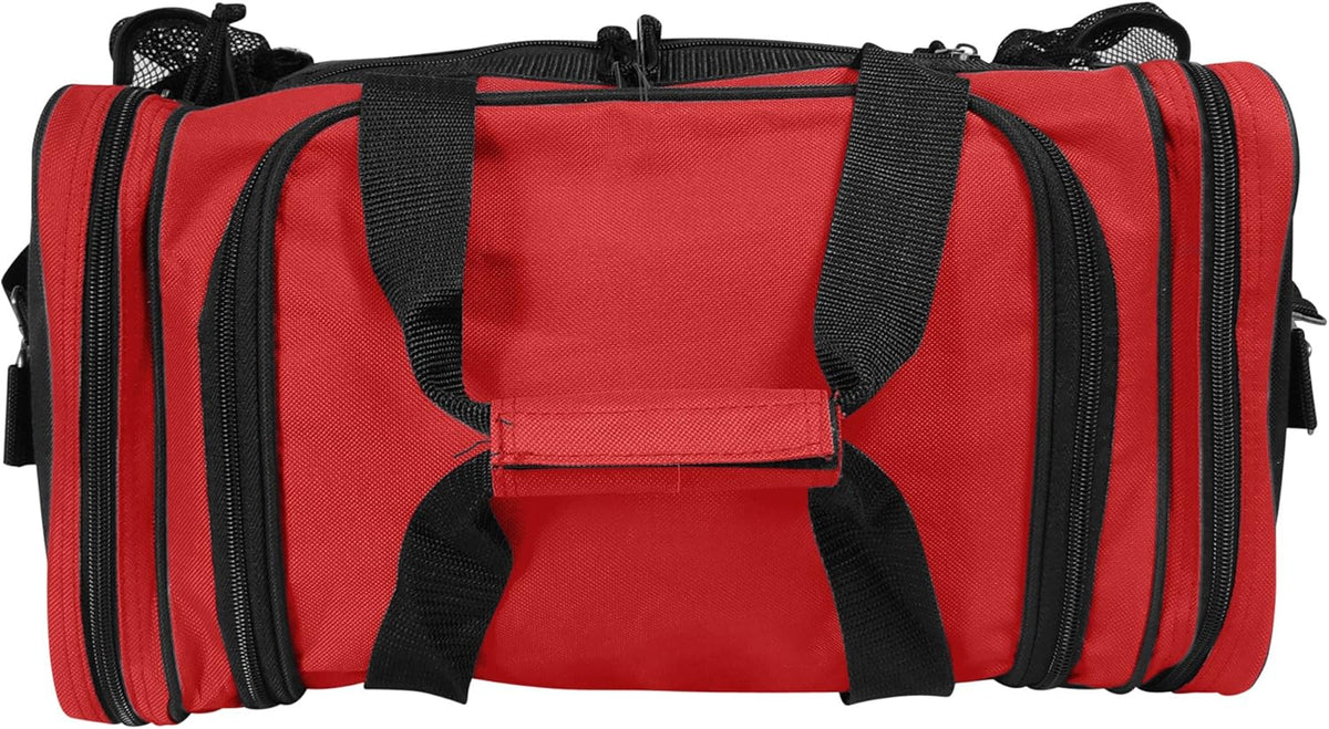 17" Duffle Bag Dual Front Mesh Pockets (Black Gold Gray Dark Green Navy Blue Maroon Royal Blue Orange Pink Purple Red White