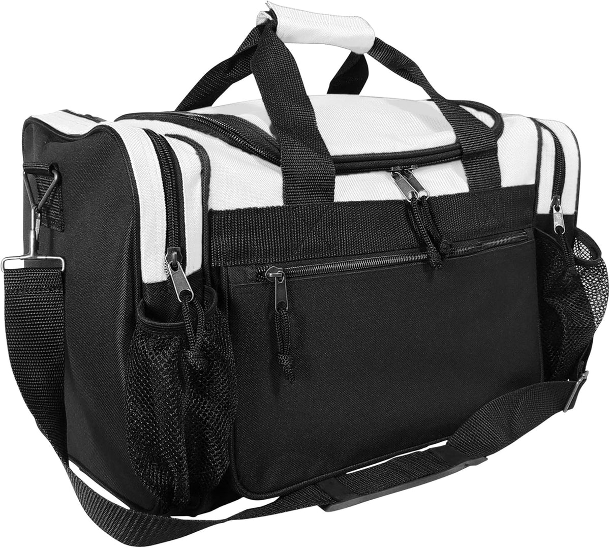 17" Duffle Bag Dual Front Mesh Pockets (Black Gold Gray Dark Green Navy Blue Maroon Royal Blue Orange Pink Purple Red White