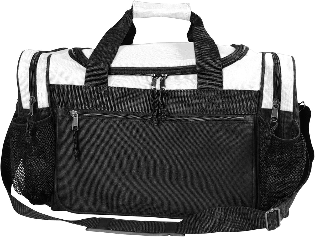 17" Duffle Bag Dual Front Mesh Pockets (Black Gold Gray Dark Green Navy Blue Maroon Royal Blue Orange Pink Purple Red White