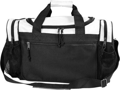 17" Duffle Bag Dual Front Mesh Pockets (Black Gold Gray Dark Green Navy Blue Maroon Royal Blue Orange Pink Purple Red White