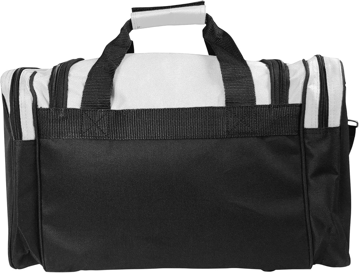 17" Duffle Bag Dual Front Mesh Pockets (Black Gold Gray Dark Green Navy Blue Maroon Royal Blue Orange Pink Purple Red White