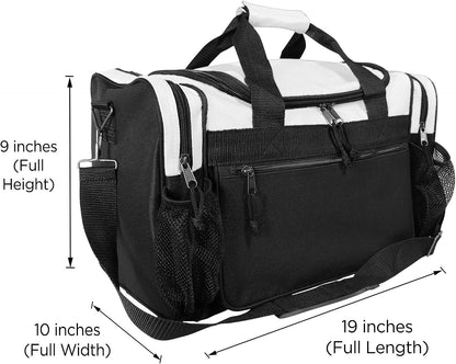 17" Duffle Bag Dual Front Mesh Pockets (Black Gold Gray Dark Green Navy Blue Maroon Royal Blue Orange Pink Purple Red White