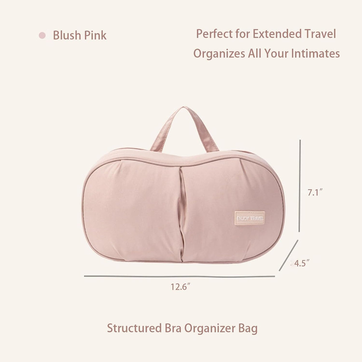 Travel Bra Organizer with Molded Cup Support, Anti-Deformation Lingerie Storage Bag, Portable Lightweight Underwear Organizer for Bras Panties Sanitary Pads, Home & Travel Storage(Cream Beige)