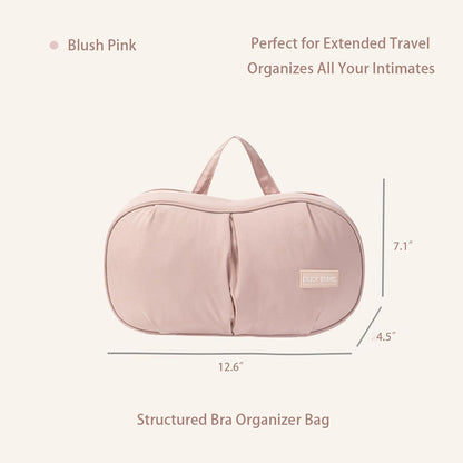 Travel Bra Organizer with Molded Cup Support, Anti-Deformation Lingerie Storage Bag, Portable Lightweight Underwear Organizer for Bras Panties Sanitary Pads, Home & Travel Storage(Cream Beige)