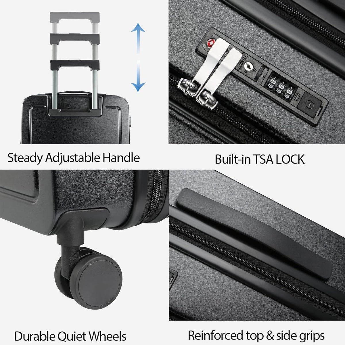 Carry On Luggage with Spinner Wheels & Built-in TSA Lock, Expandable Top Opening Hard Shell Suitcase Large Capacity Durable Rolling Luggage with USB Port, Carry-On 20-Inch, Light Blue