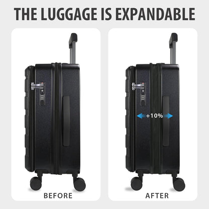 Carry On Luggage with Spinner Wheels & Built-in TSA Lock, Expandable Top Opening Hard Shell Suitcase Large Capacity Durable Rolling Luggage with USB Port, Carry-On 20-Inch, Light Blue