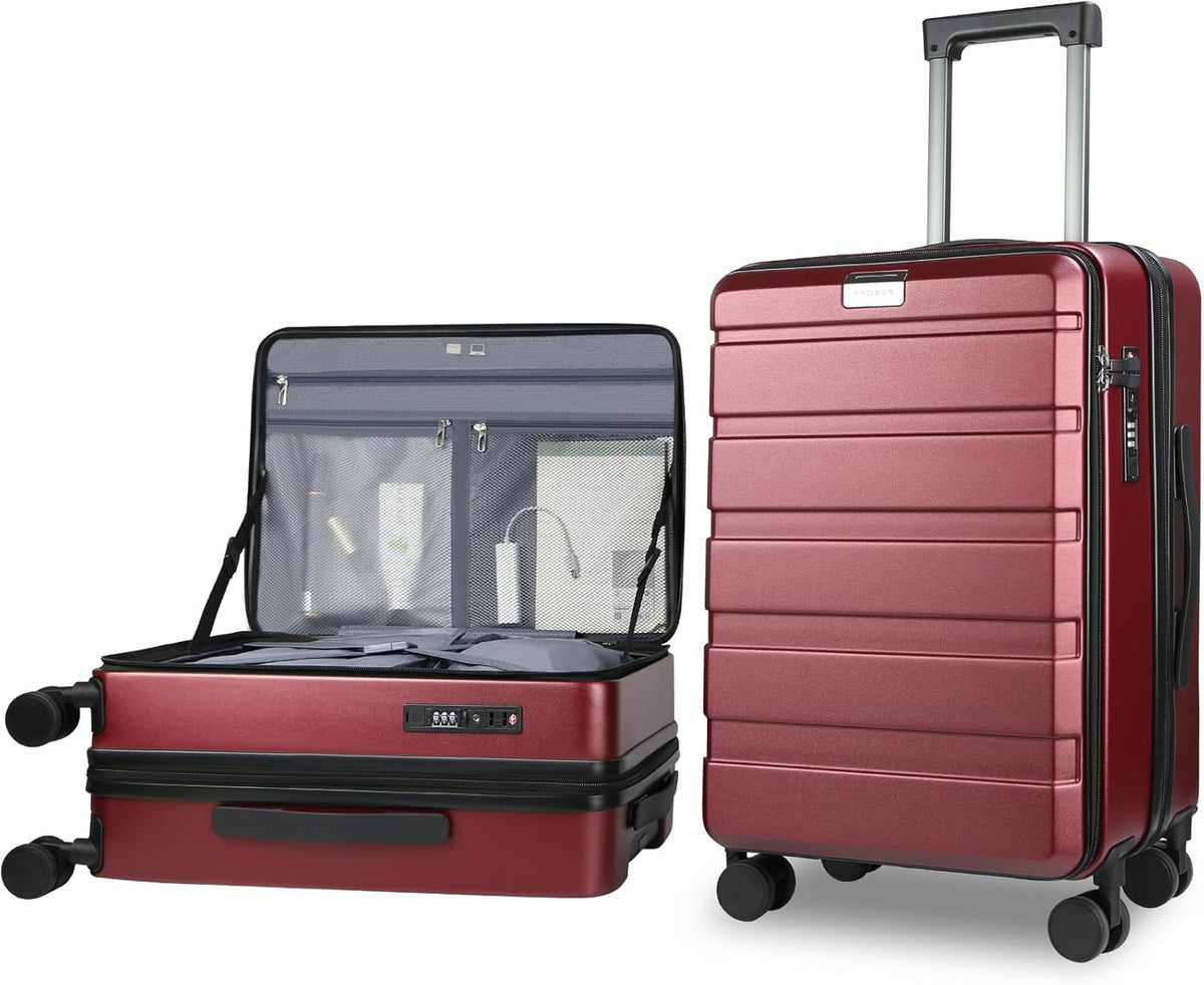 Carry On Luggage with Spinner Wheels & Built-in TSA Lock, Expandable Top Opening Hard Shell Suitcase Large Capacity Durable Rolling Luggage with USB Port, Carry-On 20-Inch, Light Blue
