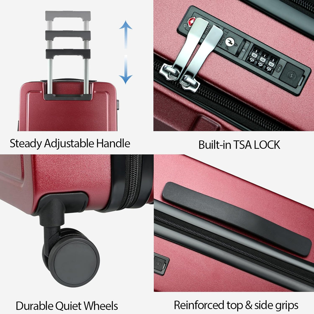 Carry On Luggage with Spinner Wheels & Built-in TSA Lock, Expandable Top Opening Hard Shell Suitcase Large Capacity Durable Rolling Luggage with USB Port, Carry-On 20-Inch, Light Blue