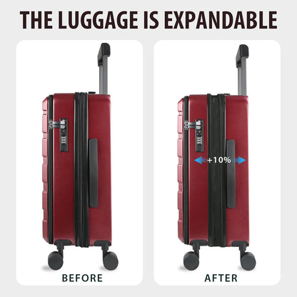 Carry On Luggage with Spinner Wheels & Built-in TSA Lock, Expandable Top Opening Hard Shell Suitcase Large Capacity Durable Rolling Luggage with USB Port, Carry-On 20-Inch, Light Blue