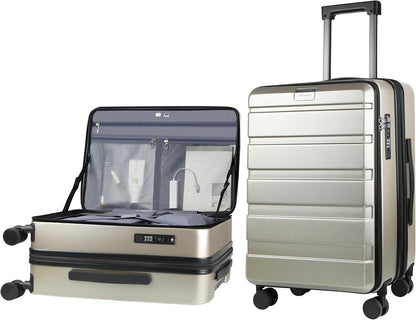 Carry On Luggage with Spinner Wheels & Built-in TSA Lock, Expandable Top Opening Hard Shell Suitcase Large Capacity Durable Rolling Luggage with USB Port, Carry-On 20-Inch, Light Blue