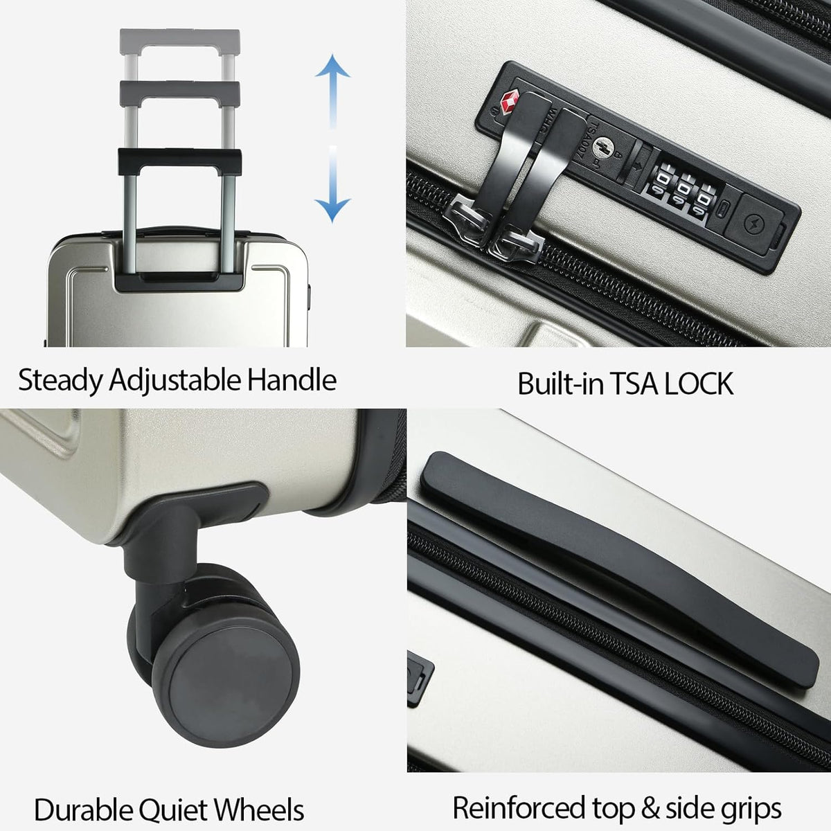Carry On Luggage with Spinner Wheels & Built-in TSA Lock, Expandable Top Opening Hard Shell Suitcase Large Capacity Durable Rolling Luggage with USB Port, Carry-On 20-Inch, Light Blue