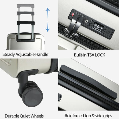 Carry On Luggage with Spinner Wheels & Built-in TSA Lock, Expandable Top Opening Hard Shell Suitcase Large Capacity Durable Rolling Luggage with USB Port, Carry-On 20-Inch, Light Blue