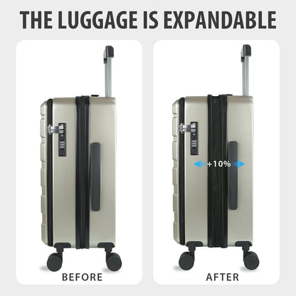 Carry On Luggage with Spinner Wheels & Built-in TSA Lock, Expandable Top Opening Hard Shell Suitcase Large Capacity Durable Rolling Luggage with USB Port, Carry-On 20-Inch, Light Blue