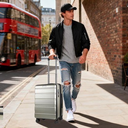 Carry On Luggage with Spinner Wheels & Built-in TSA Lock, Expandable Top Opening Hard Shell Suitcase Large Capacity Durable Rolling Luggage with USB Port, Carry-On 20-Inch, Light Blue
