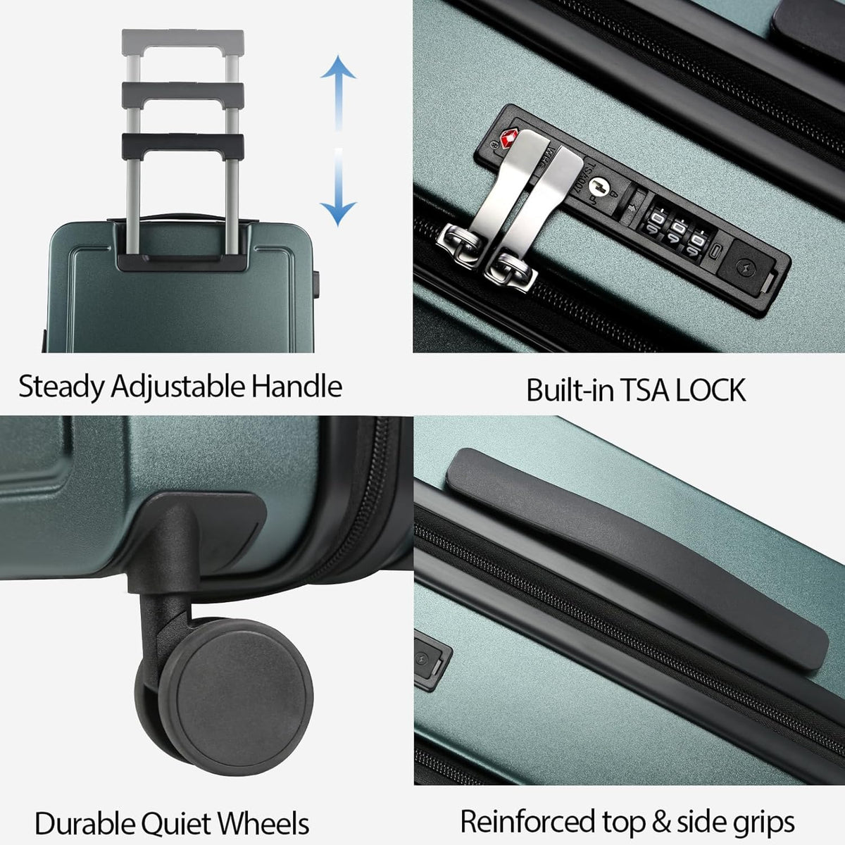 Carry On Luggage with Spinner Wheels & Built-in TSA Lock, Expandable Top Opening Hard Shell Suitcase Large Capacity Durable Rolling Luggage with USB Port, Carry-On 20-Inch, Light Blue