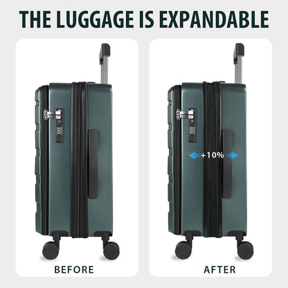 Carry On Luggage with Spinner Wheels & Built-in TSA Lock, Expandable Top Opening Hard Shell Suitcase Large Capacity Durable Rolling Luggage with USB Port, Carry-On 20-Inch, Light Blue