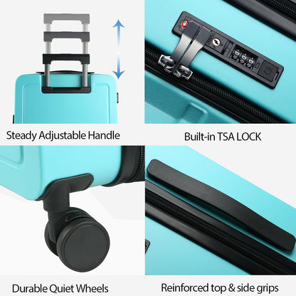Carry On Luggage with Spinner Wheels & Built-in TSA Lock, Expandable Top Opening Hard Shell Suitcase Large Capacity Durable Rolling Luggage with USB Port, Carry-On 20-Inch, Light Blue