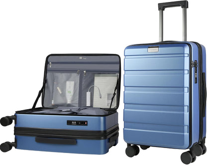 Carry On Luggage with Spinner Wheels & Built-in TSA Lock, Expandable Top Opening Hard Shell Suitcase Large Capacity Durable Rolling Luggage with USB Port, Carry-On 20-Inch, Light Blue