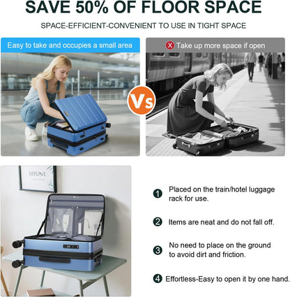Carry On Luggage with Spinner Wheels & Built-in TSA Lock, Expandable Top Opening Hard Shell Suitcase Large Capacity Durable Rolling Luggage with USB Port, Carry-On 20-Inch, Light Blue