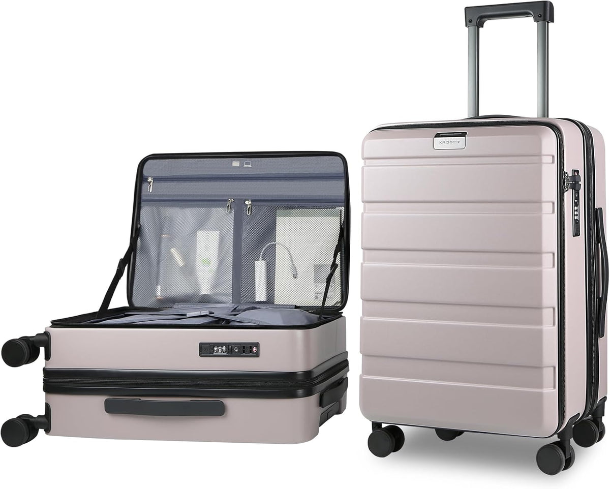 Carry On Luggage with Spinner Wheels & Built-in TSA Lock, Expandable Top Opening Hard Shell Suitcase Large Capacity Durable Rolling Luggage with USB Port, Carry-On 20-Inch, Light Blue