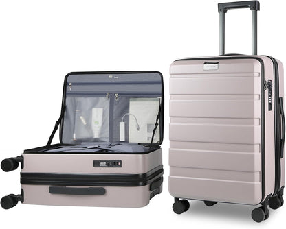 Carry On Luggage with Spinner Wheels & Built-in TSA Lock, Expandable Top Opening Hard Shell Suitcase Large Capacity Durable Rolling Luggage with USB Port, Carry-On 20-Inch, Light Blue