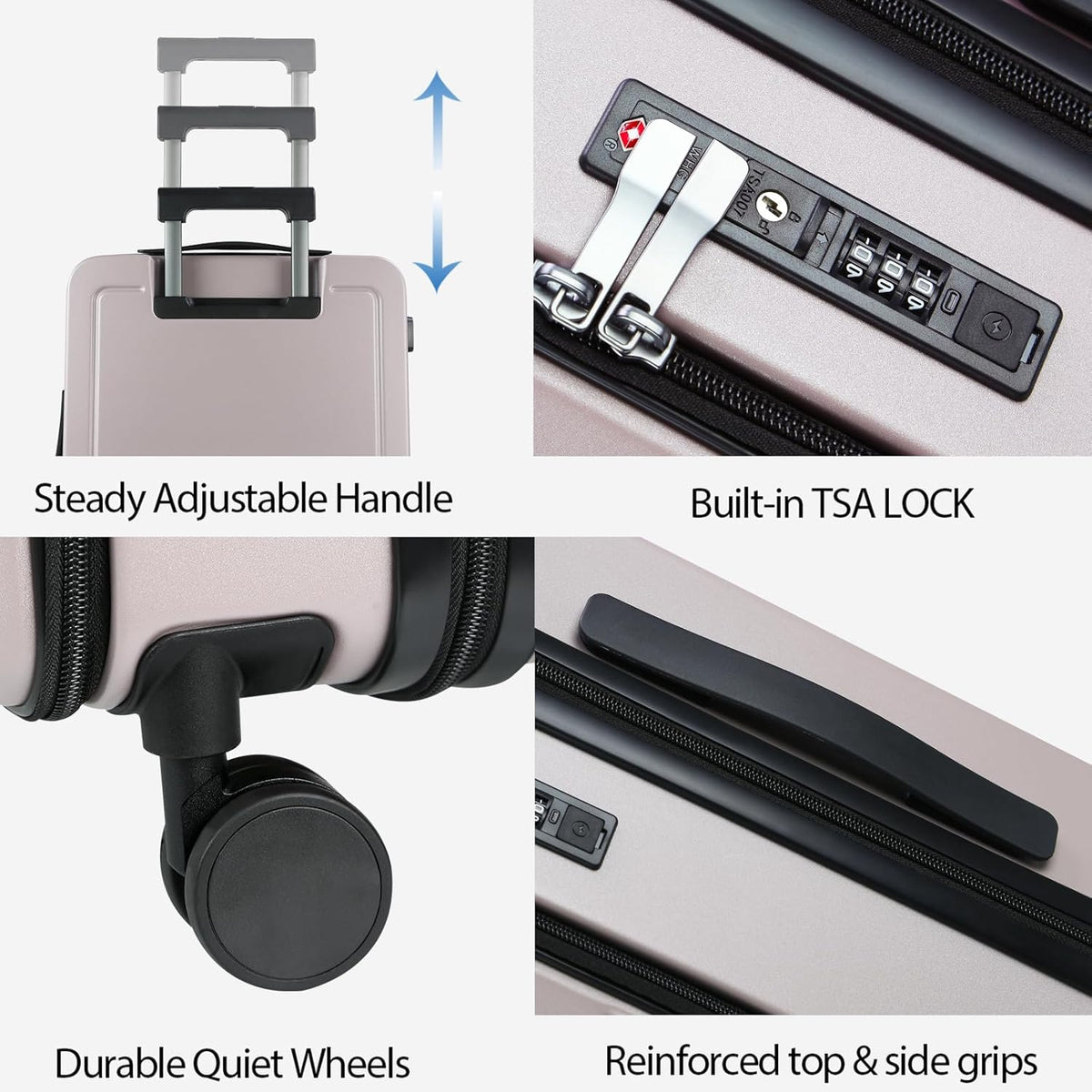 Carry On Luggage with Spinner Wheels & Built-in TSA Lock, Expandable Top Opening Hard Shell Suitcase Large Capacity Durable Rolling Luggage with USB Port, Carry-On 20-Inch, Light Blue