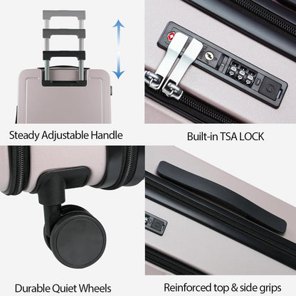 Carry On Luggage with Spinner Wheels & Built-in TSA Lock, Expandable Top Opening Hard Shell Suitcase Large Capacity Durable Rolling Luggage with USB Port, Carry-On 20-Inch, Light Blue