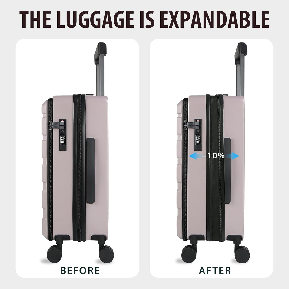 Carry On Luggage with Spinner Wheels & Built-in TSA Lock, Expandable Top Opening Hard Shell Suitcase Large Capacity Durable Rolling Luggage with USB Port, Carry-On 20-Inch, Light Blue