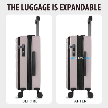 Carry On Luggage with Spinner Wheels & Built-in TSA Lock, Expandable Top Opening Hard Shell Suitcase Large Capacity Durable Rolling Luggage with USB Port, Carry-On 20-Inch, Light Blue