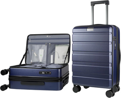Carry On Luggage with Spinner Wheels & Built-in TSA Lock, Expandable Top Opening Hard Shell Suitcase Large Capacity Durable Rolling Luggage with USB Port, Carry-On 20-Inch, Light Blue