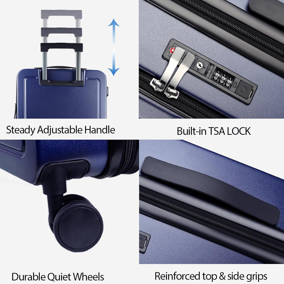 Carry On Luggage with Spinner Wheels & Built-in TSA Lock, Expandable Top Opening Hard Shell Suitcase Large Capacity Durable Rolling Luggage with USB Port, Carry-On 20-Inch, Light Blue